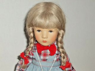 Vintage Kathe Kruse Stoffpuppe Girl Doll 15 inch - Soft Body Plastic Head Germany 2