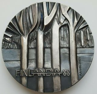 Finland - P.  Rahikainen Silvered Bronze Art Medal - Finlandia 88 -,  70 Mm,  972