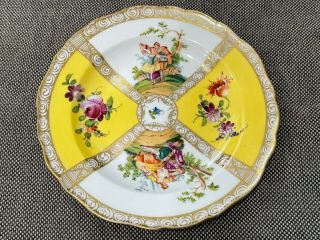 Antique German Meissen Porcelain Plate Courting Couple & Flowers Decoration