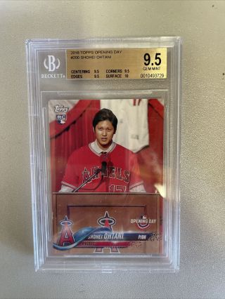 Shoehi Ohtani Bgs 9.  5 Gem 2018 Topps Opening Day Rookie Card Rc