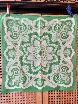 Vintage Yves Saint Laurent Ysl Lg Cotton Scarf Bandana Paisley Emerald Green 26”