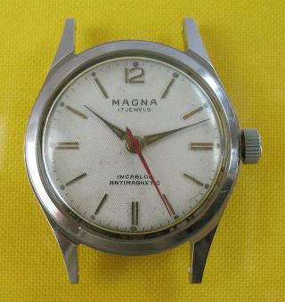 Magna Incabloc Antimagnetic Vintage Swiss Made Eloga Wrist Watch Case Movement.