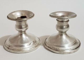 Sterling Silver Candle Holders Weighted 2.  5 " Tall Pair W/ Inserts