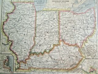 Matthews Northrup 1883 Map Of Ohio Indiana Illinois Kentucky Russell Hinman