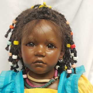 Vintage Annette Himstedt 28 " Black Girl Child Doll Ayoka 6441 Vinyl