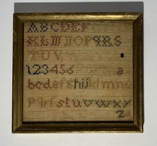 Antique Alphabet Numbers Needlework Sampler 19th Century Small Size