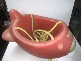 Vintage Little Tikes Red Airplane Rocket Bucket Swing Made In Usa