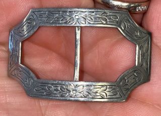 Antique Art Nouveau Sterling Silver Belt Buckle Makers Mark 2 "