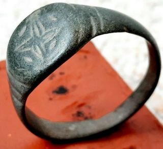 Ancient Medieval Bronze Ring Vintage Antique Artifact Byzantine 4 Gr Size 19 Mm