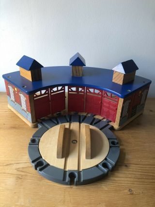 Wooden Engine Shed 5 Way Thomas For Wooden Train Set Fits Brio,  Bigjigs,  Elc