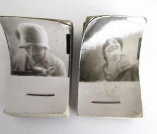 2pc Miniature Antique Real Photo Mechanical Flip Book Set Flapper Comes To Life