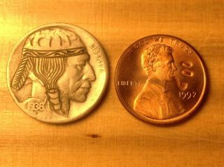 1936 " Hobo " Buffalo Nickel - 1992 Lincoln Cent " Smoking A Pipe " - Coin Set