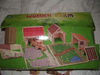 Elc Early Learning Centre Wooden Farm With Wooden Animals Tractor Trailer