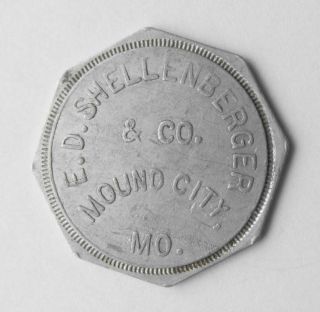 Old Antique 50¢ Trade Token Coin E.  D.  Shellenberger & Co.  Mound City Mo