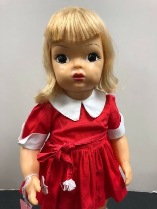 16” Vintage Antique Terri Lee Red Dress Adorable Blonde W/ Brown Eye S