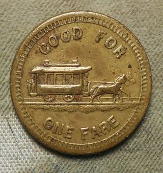 Horsecar: Mankato Street Ry.  Co. ,  Good For One Fare.  Brass,  22mm,  Mn 510a