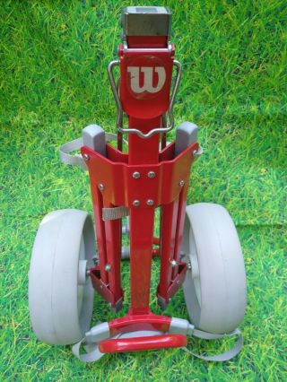 Wilson Golf Bag Holder/caddy Push - Pull Cart Folding/collapsible Red Metal