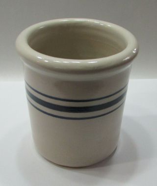 Old Shaker Thangs Pottery Stoneware Crock Beater Jar Triple Blue Stripe S/h