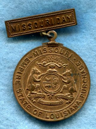 1904 St Louis World’s Fair Hk309 Bronze Missouri Dollar Pinback Badge Hk - 309
