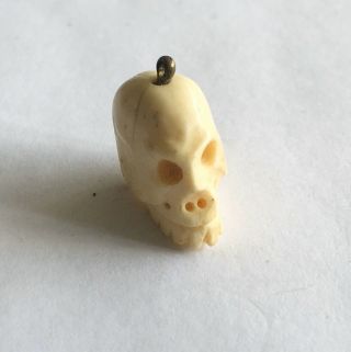 Antique Vintage Carved Skull Head Charm/drop/pendant