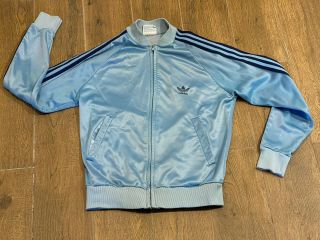 Vintage 1980s Adidas Atp Keyrolan Track Made In Usa Baby Blue Jacket Size S