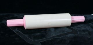 Rare Vintage Kids Play Doh Pretend Play Pink & White Plastic Rolling Pin 9 "