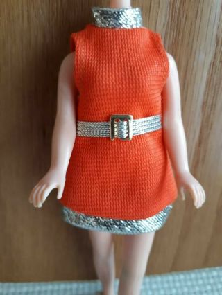 Vintage Dawn Doll Rare Orange & Silver Lame Mini Dress