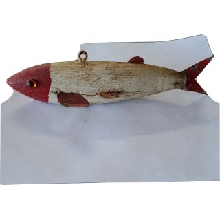 Vintage Old 8 1/2 " Wood Folk Art Fish Decoy Ice Fishing