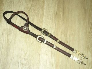 Vintage Simco One Ear Western Show Headstall Bridle With Silver And Bit Clips