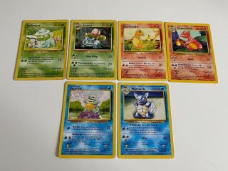 Base Set Pokemon Cards Starter Bundle - Squirtle Bulbasaur Charmander 1999,  Wotc