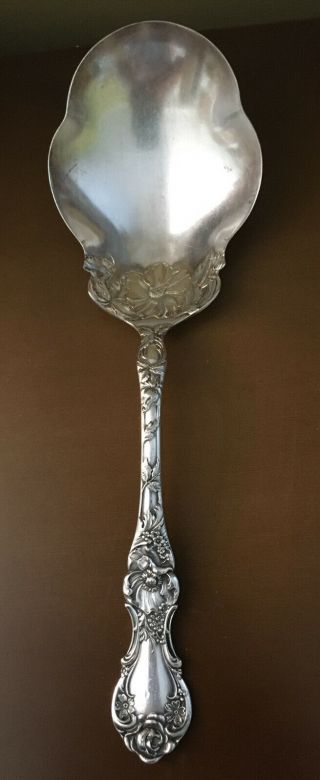 Floral By Wallace Plate Silverplate Berry Spoon 9 1/8 "