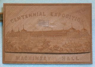 1776 1876 Centennial Exhibition Wooden Medal Machinery Hall Stamped Walnut