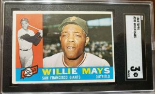 1960 Topps Baseball 200 Willie Mays San Francisco Giants Sgc 3 Vg No Creases