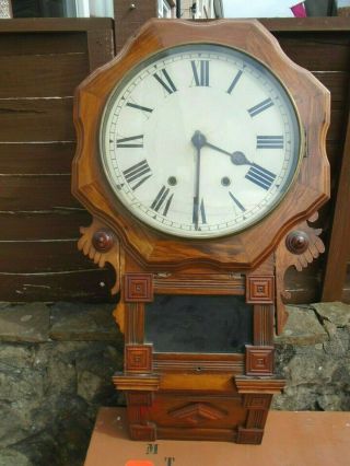 Antique Walnut,  Drop Dial Wall Clock