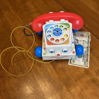 Vtg 1985 Fisher Price Chatter Phone 747 Telephone Pull Toy Moving Eyes & Sounds