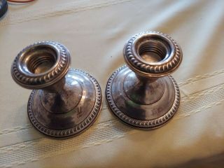 Vintage Set Of 2 Candle Holders - Empire Sterling Weighted 44 - 3 " H & 3 1/4 " D