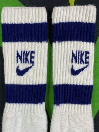 Vintage 1970s Nike Tube Socks Long Over The Calf Blue Stripe 70s Swoosh
