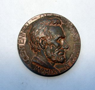 1909 Abraham Lincoln Centennial Government Of By For The People Medal 41mm