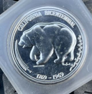 California Bicentennial 1769 - 1969 Silver Coin With Bear.  plus A Bronze One 2