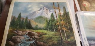 Oil Painting On Canvas Vintage Mountain Scene