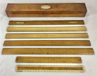 Antique Stanley - London,  Engineers,  Architects,  Engine Scale Rule Set,  Cased