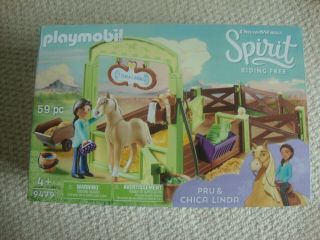 Playmobil Dreamworks Spirit 9479 Pru And Chica Linda With Horse Stall