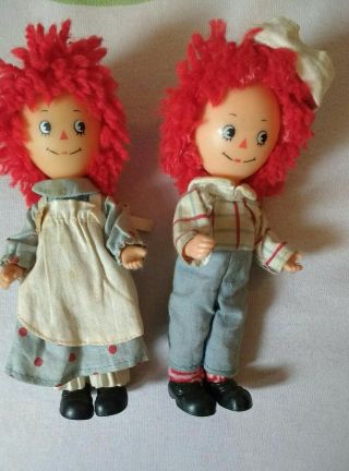 Vintage Raggedy Ann And Andy Jointed,  Rubber Dolls
