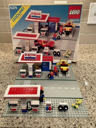 Lego 6375 Exxon Gas Station Complete 1980 W/ Box & Instructions