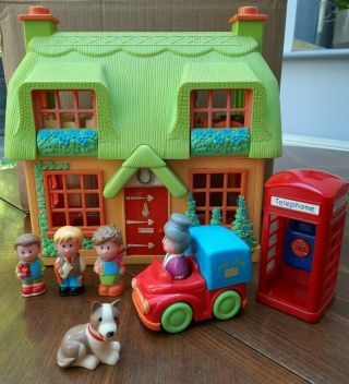 Elc Happyland Rose Cottage Playset With Sounds Figures,  Pet,  Vehicle,  Phone Box