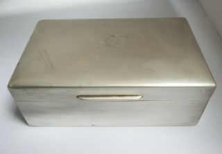 Large Heavy English Antique 1938 Sterling Silver Cigarette Box W Comyns