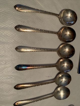 6 Wm Rogers & Son Is Exquisite Silverplate Flatware Place/round Soup Spoons