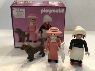 Vintage 1989 Playmobil Victorian Mansion 5300 Victorian Ladies With Dog 5500