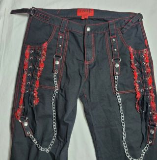Tripp Nyc Red Chains Bondage Rave Goth Pants Vintage 90’s Size 13