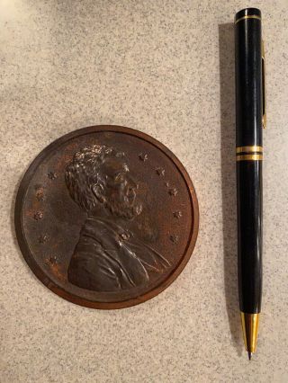 Large Vintage Abraham Lincoln Souvenir Penny Medal Commemorating Houghton
